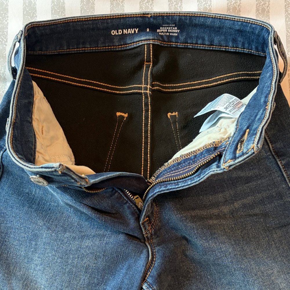 Old Navy 2 New Fleece Lined Rockstar Slim Straight Jeans